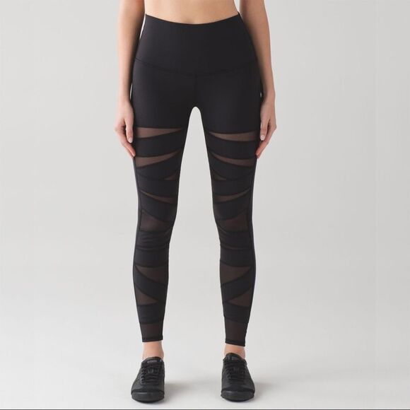 Lululemon Black Wunder Under Hi-Rise Tech Mesh - Picture 1 of 7